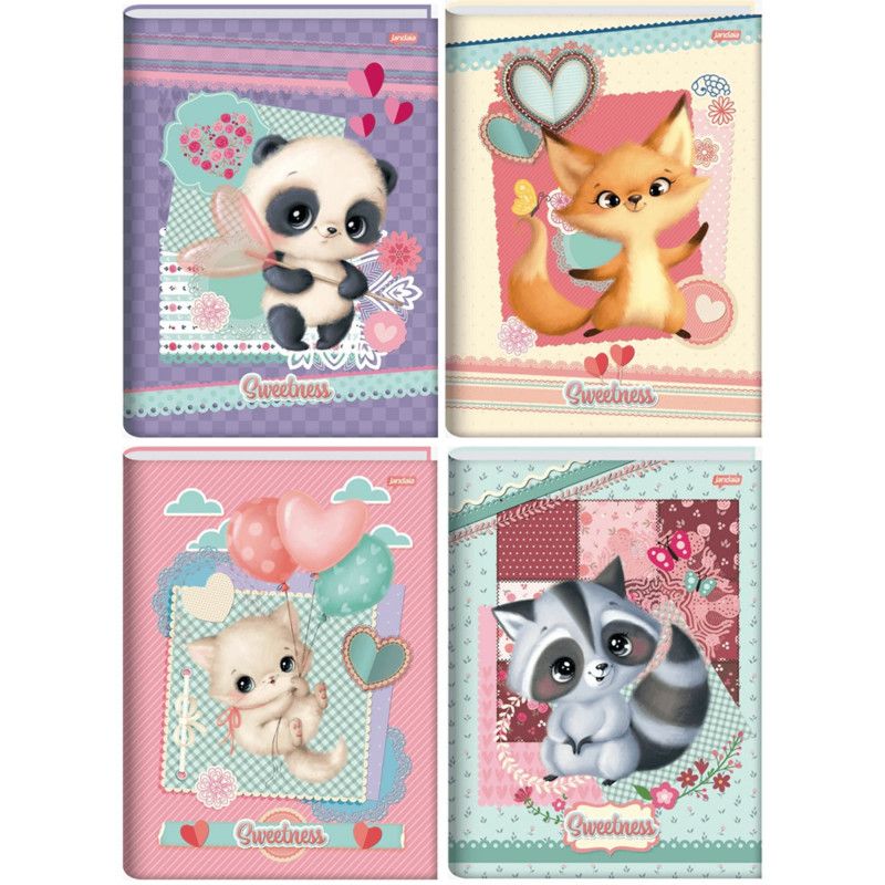 CADERNO BROCHURAO CAPA DURA 80FL SWEETNESS JANDAIA - REF. 68903-77 - PACOTE COM 5 UNIDADES