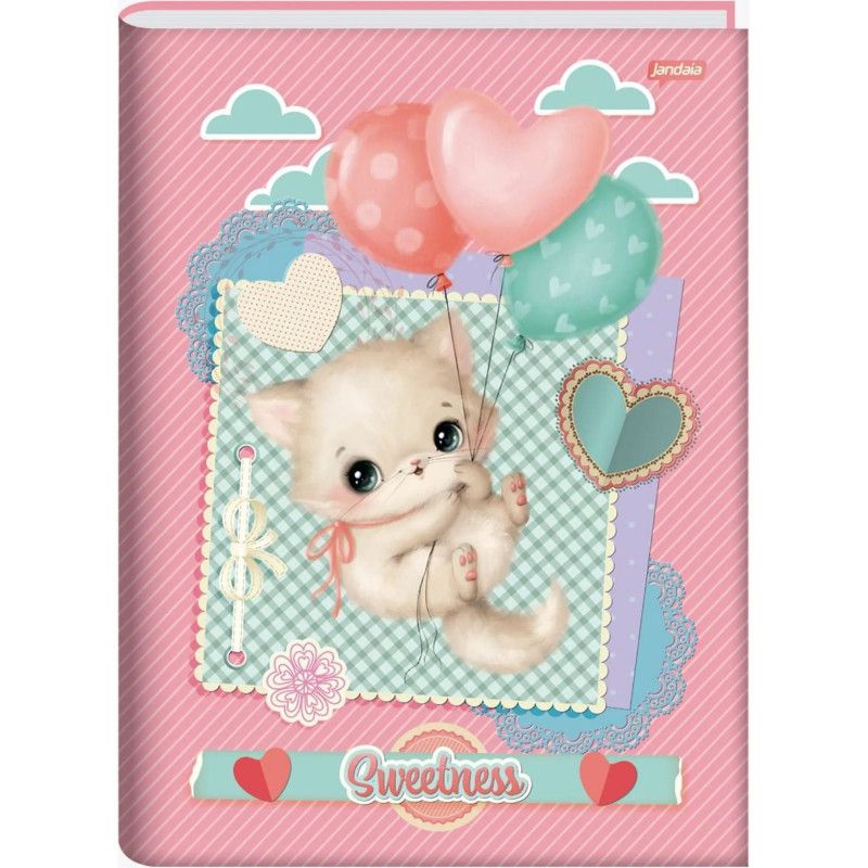 CADERNO BROCHURAO CAPA DURA 80FL SWEETNESS JANDAIA - REF. 68903-77 - PACOTE COM 5 UNIDADES