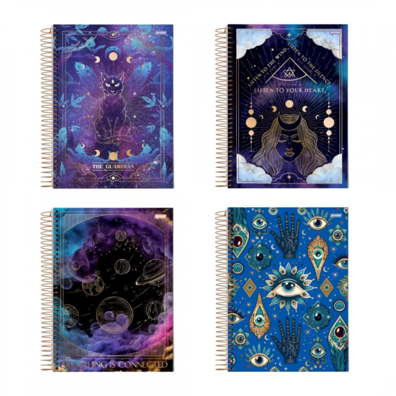 CADERNO 1 MATERIA CAPA DURA 80FL MYSTIC JANDAIA - REF. 69020-24 - PACOTE COM 4 UNIDADES