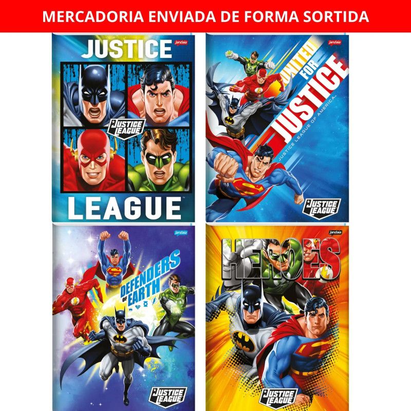 CADERNO BROCHURAO CAPA DURA 80FL LIGA DA JUSTICA JANDAIA - REF. 69178-24 - PACOTE COM 5 UNIDADES