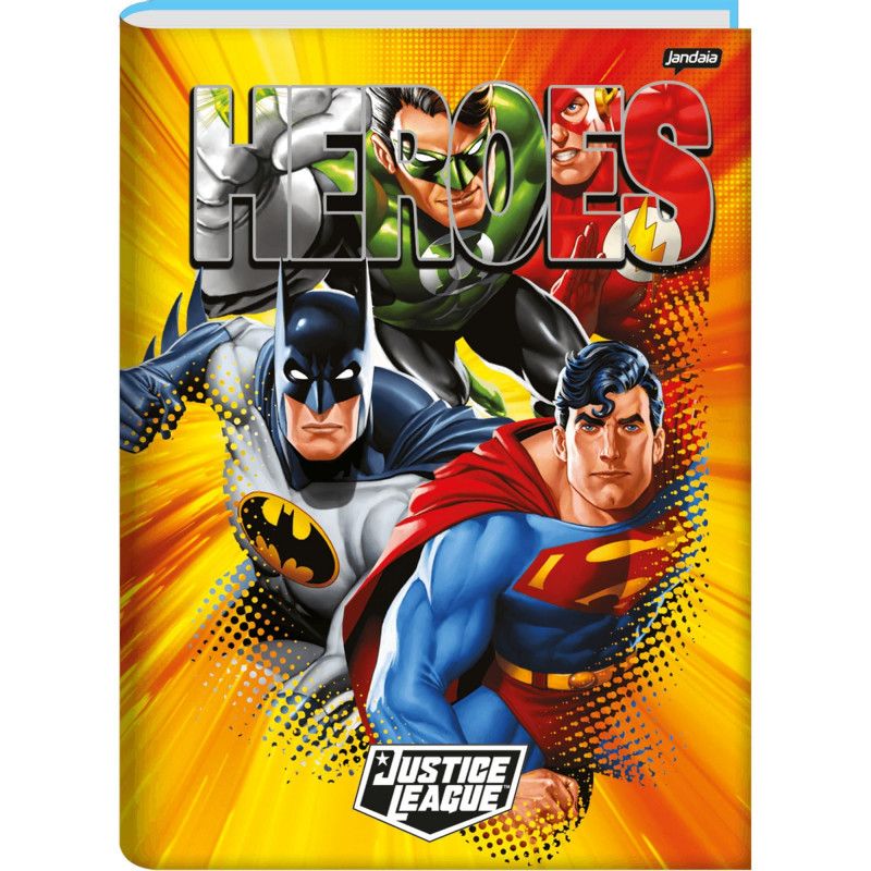 CADERNO BROCHURAO CAPA DURA 80FL LIGA DA JUSTICA JANDAIA - REF. 69178-24 - PACOTE COM 5 UNIDADES
