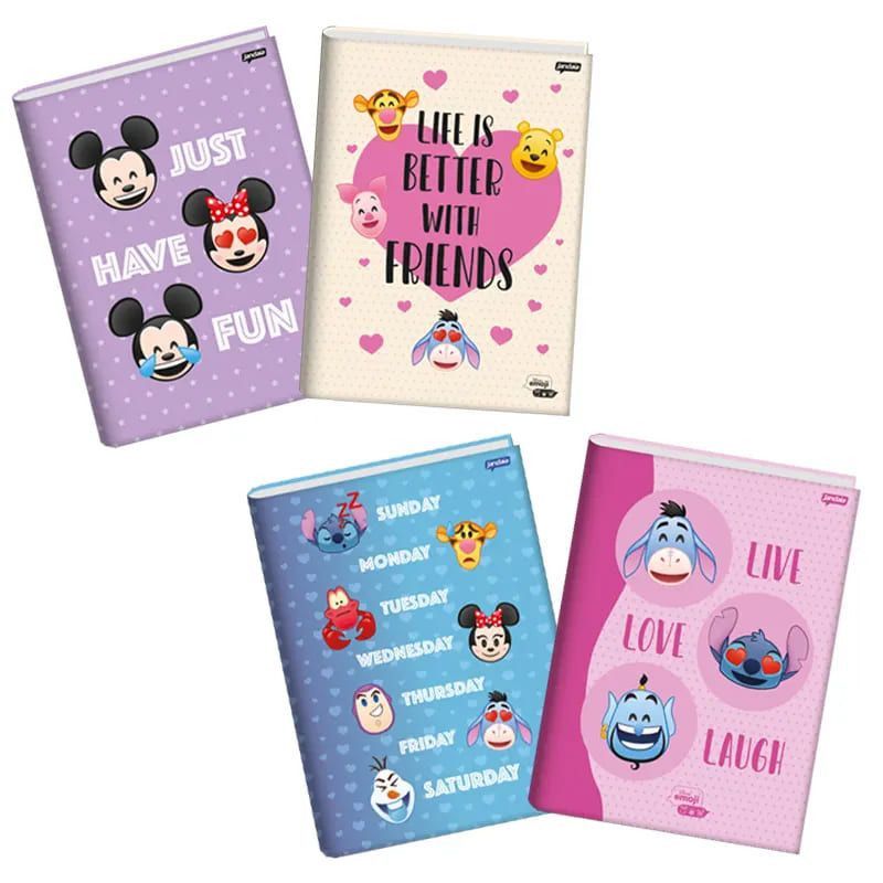 CADERNO BROCHURAO CAPA DURA 80FL DISNEY EMOJI JANDAIA - REF. 69377-24 - PACOTE COM 5 UNIDADES