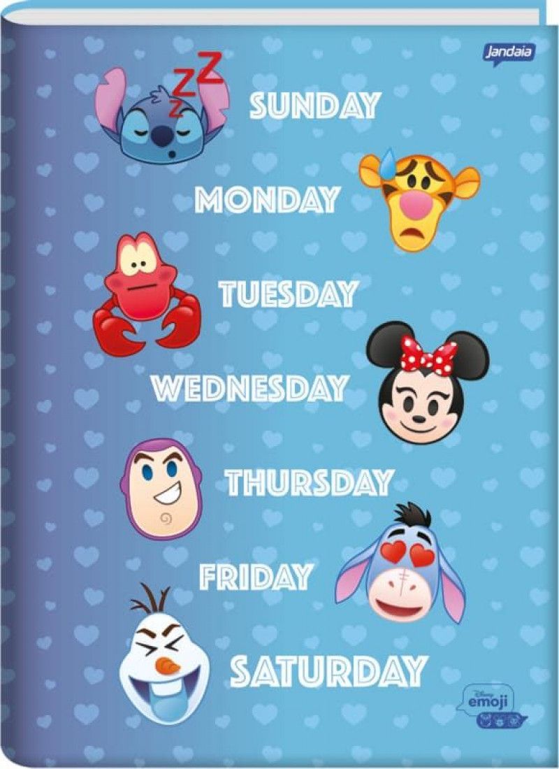 CADERNO BROCHURAO CAPA DURA 80FL DISNEY EMOJI JANDAIA - REF. 69377-24 - PACOTE COM 5 UNIDADES