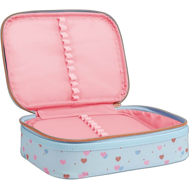 ESTOJO BOX ACADEMIE CORACAO METALIZADO AZUL TILIBRA - REF. 34853 - 1 UNIDADE
