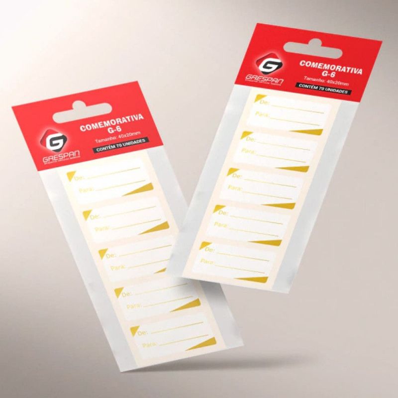 ETIQUETA PARA PRESENTE DE/PARA OURO G-6 COM 70 GRESPAN - REF. GR7844 - 1 UNIDADE