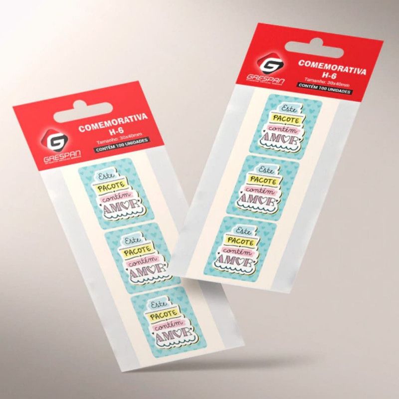 ETIQUETA PARA PRESENTE ESTE PACOTE CONTEM AMOR H-6 COM 100 GRESPAN - REF. GR22642 - 1 UNIDADE