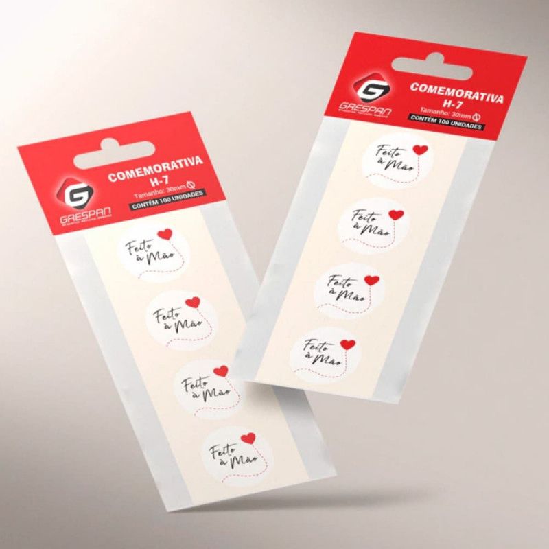 ETIQUETA PARA PRESENTE FEITO A MAO H-7 COM 100 GRESPAN - REF. GR22646 - 1 UNIDADE