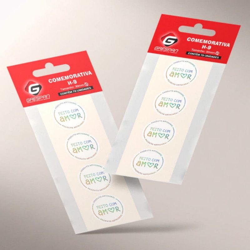 ETIQUETA PARA PRESENTE FEITO COM AMOR H-9 COM 70 GRESPAN - REF. GR22648 - 1 UNIDADE