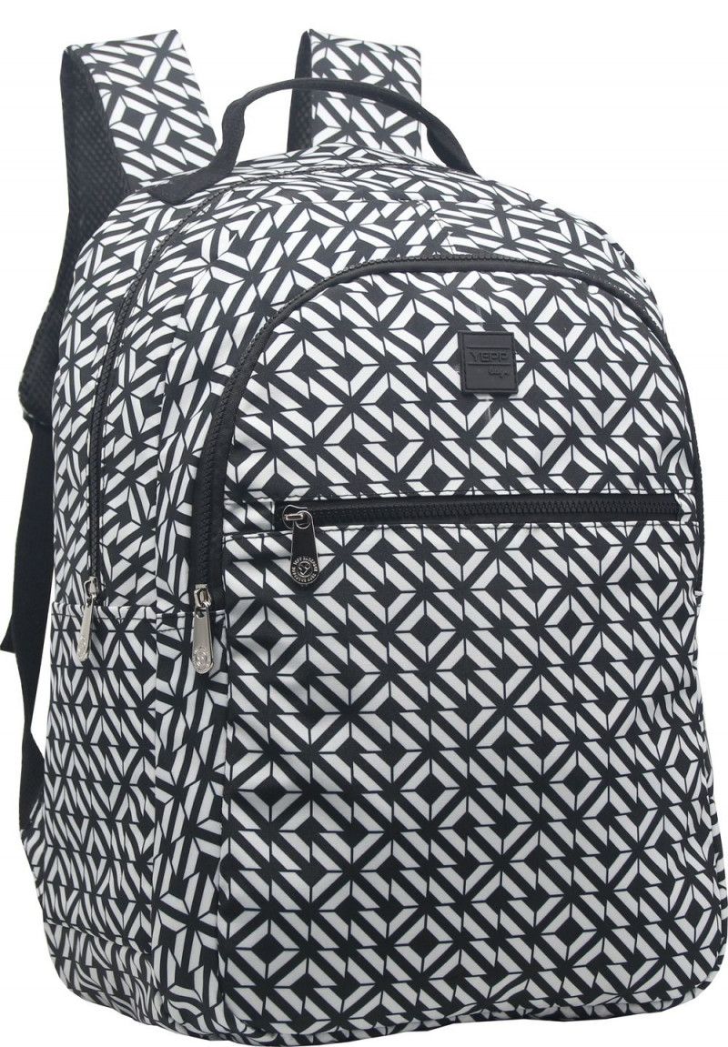 MOCHILA DE COSTAS NYLON ESTAMPADA N.18 MB13101 YEPP ABSTRATO PRETO/BRANCO - 1 UNIDADE