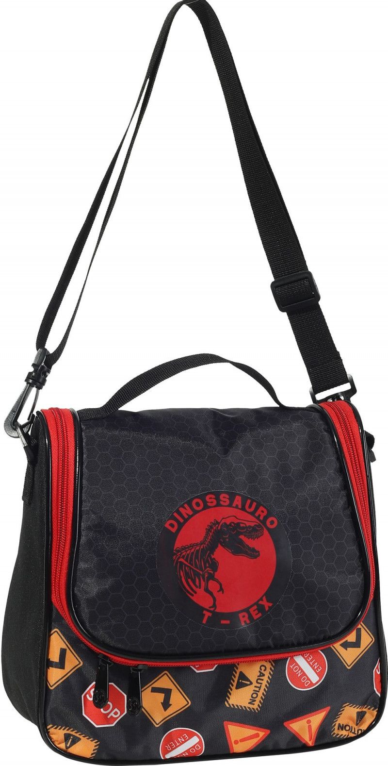 LANCHEIRA COM ALCA DINOSSAUROS MIM6344-L YEPP VERMELHO - 1 UNIDADE