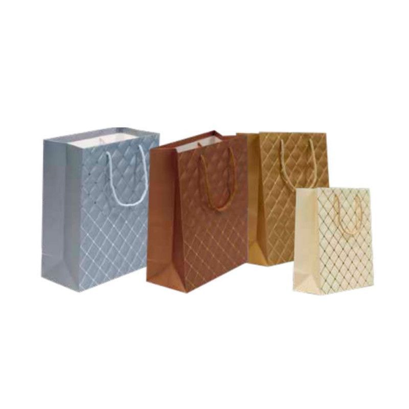 SACOLA DE PAPEL PARA PRESENTE 18X23X10CM TEXTURIZADO GOLD - REF. 18565 - PACOTE COM 12 UNIDADES