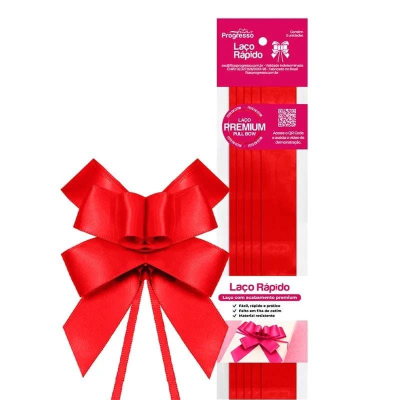 LACO PRONTO 22MM CETIM VERMELHO 209 PROGRESSO - REF. LRC005-209 VM - PACOTE COM 5 UNIDADES