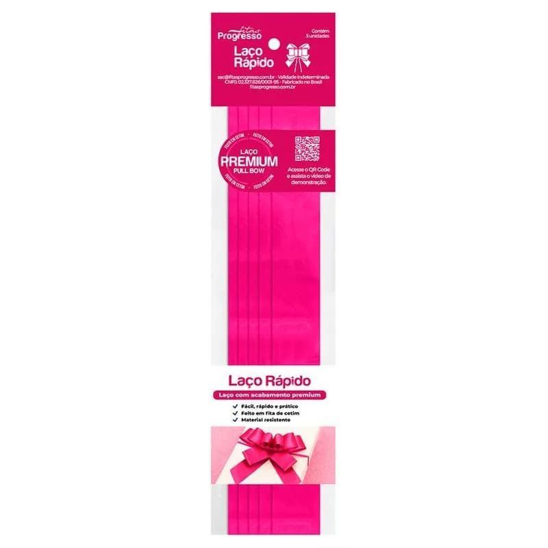 LACO PRONTO 22MM CETIM PINK 303 PROGRESS - REF. LRC005-303 PK - PACOTE COM 5 UNIDADES
