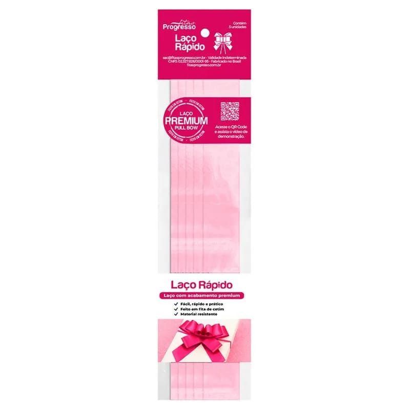 LACO PRONTO 22MM CETIM ROSA BEBE 310 PROGRESSO - REF. LRC005-310 RS - PACOTE COM 5 UNIDADES