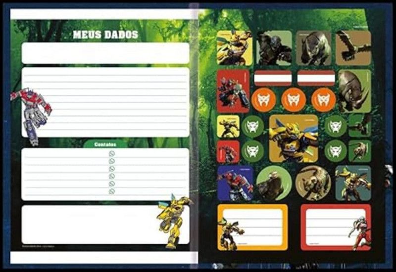 CADERNO BROCHURAO CAPA DURA 80FL TRANSFORMES SAO DOMINGOS - REF. 10513 - PACOTE COM 5 UNIDADES