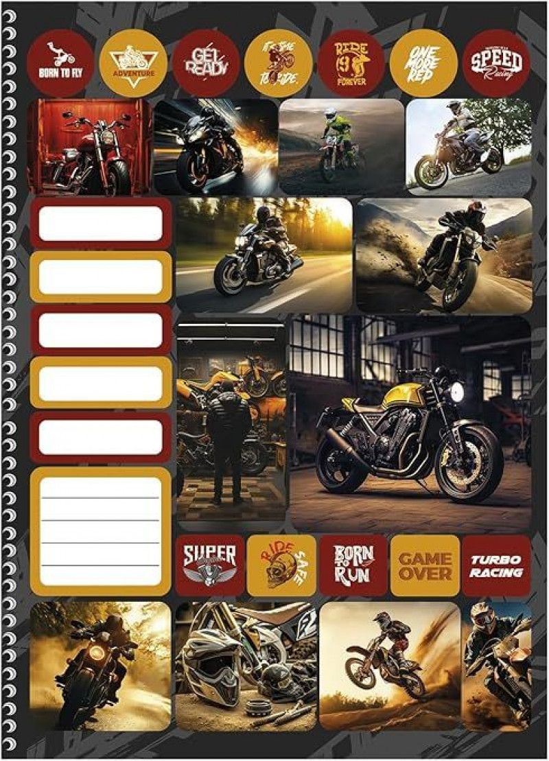 CADERNO 1 MATERIA CAPA DURA 80FL MOTOS SAO DOMINGOS - REF. 10167 - PACOTE COM 4 UNIDADES