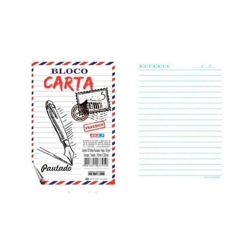 BLOCO CARTA PAUTADO 1/4 50 FOLHAS SAO DOMINGOS - REF. 10321 - PACOTE COM 10 UNIDADES