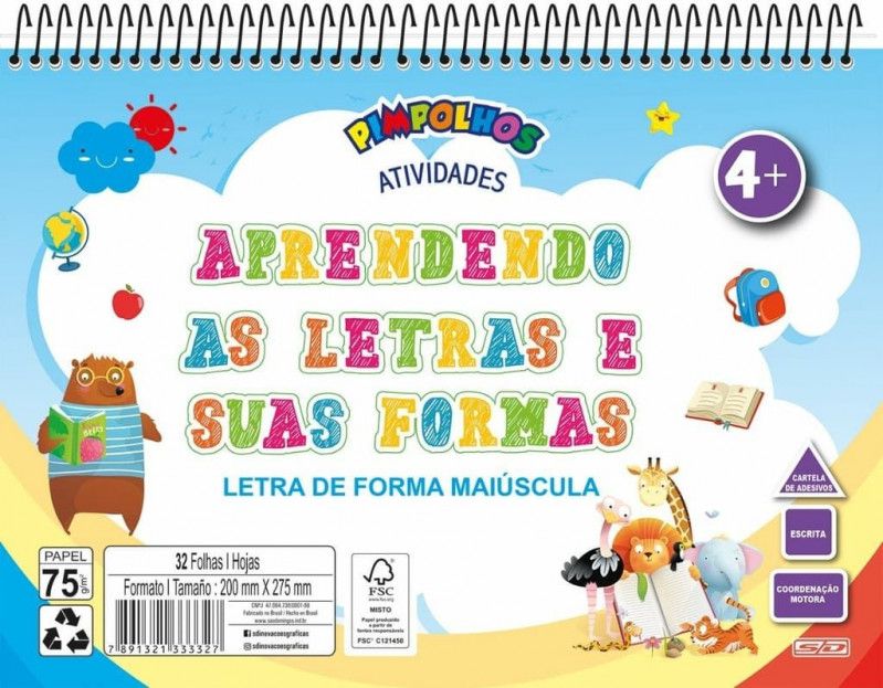 LIVRO EPIRAL ATIVIDADES LETRAS E FORMAS 32FL SAO DOMINIGOS - REF. 10530 - PACOTE COM 10 UNIDADES