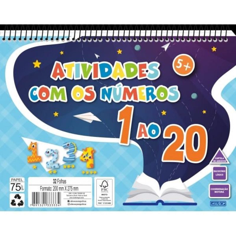 LIVRO DE ATIVIDADES COM NUMEROS 32 FOLHAS SAO DOMINGOS - REF. 10531 - PACOTE COM 10 UNIDADES