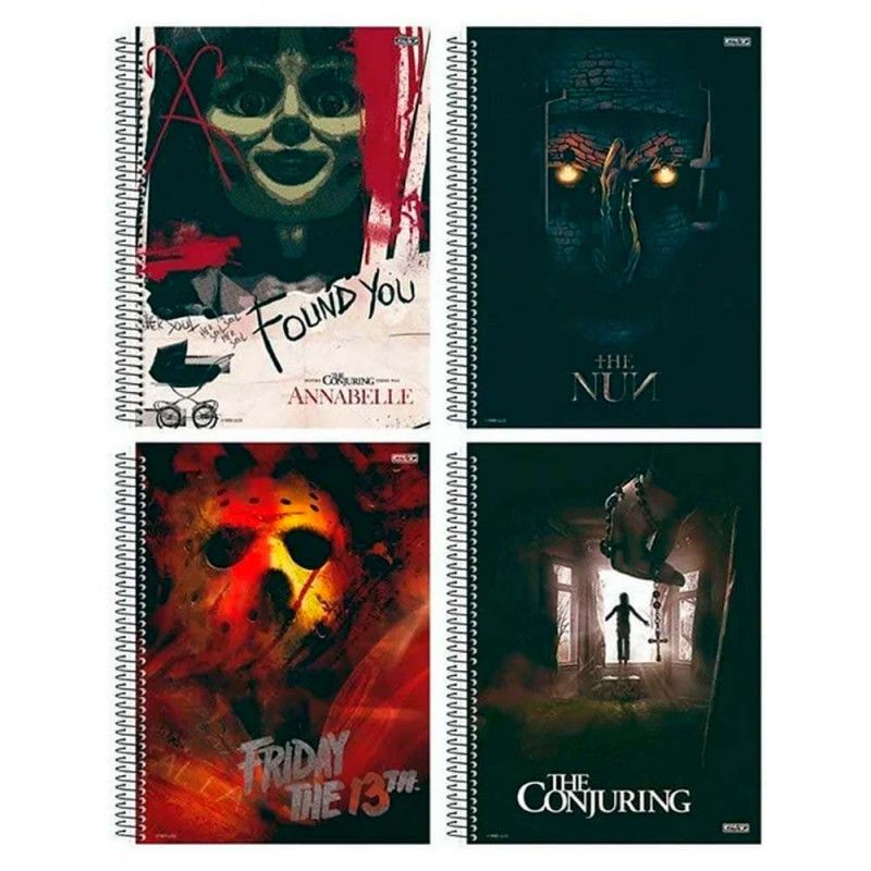 CADERNO 10 MATERIAS CAPA DURA 160FL HORROR SAO DOMINGOS - REF. 10542 - PACOTE COM 4 UNIDADES