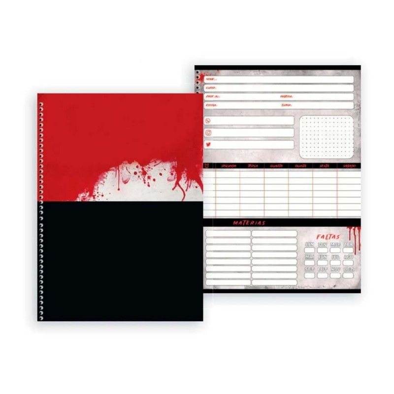 CADERNO 10 MATERIAS CAPA DURA 160FL HORROR SAO DOMINGOS - REF. 10542 - PACOTE COM 4 UNIDADES
