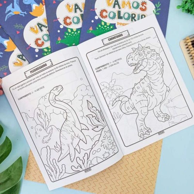 LIVRO DE ATIVIDADES PARA COLORIR DINOSSAUROS 16FL SAO DOMINGOS - REF. 10537 - PACOTE COM 10 UNIDADES