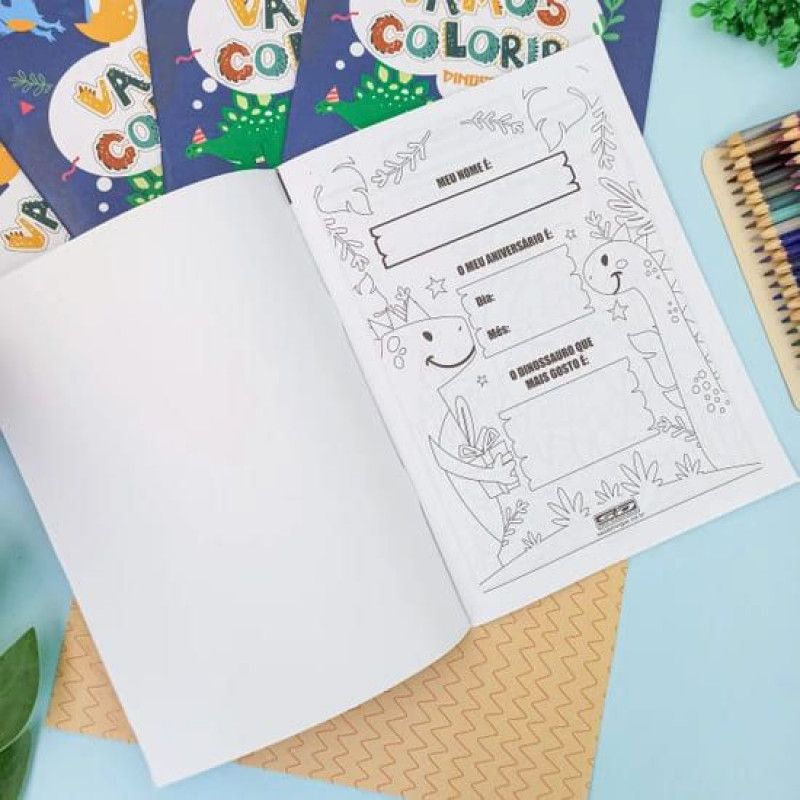 LIVRO DE ATIVIDADES PARA COLORIR DINOSSAUROS 16FL SAO DOMINGOS - REF. 10537 - PACOTE COM 10 UNIDADES