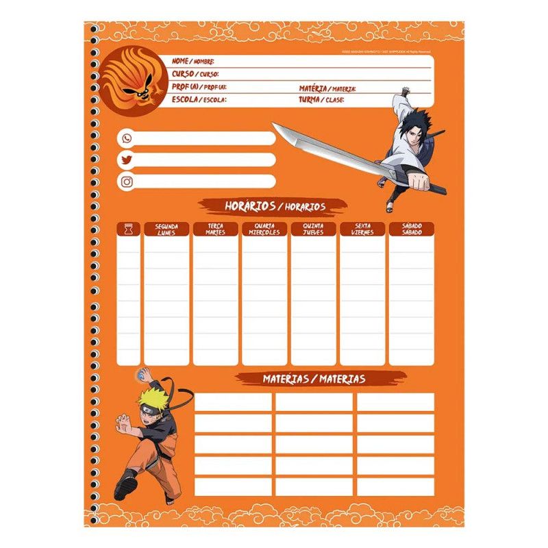 CADERNO 15 MATERIAS CAPA DURA 240FL NARUTO SAO DOMINGOS - REF. 10283 - PACOTE COM 2 UNIDADES