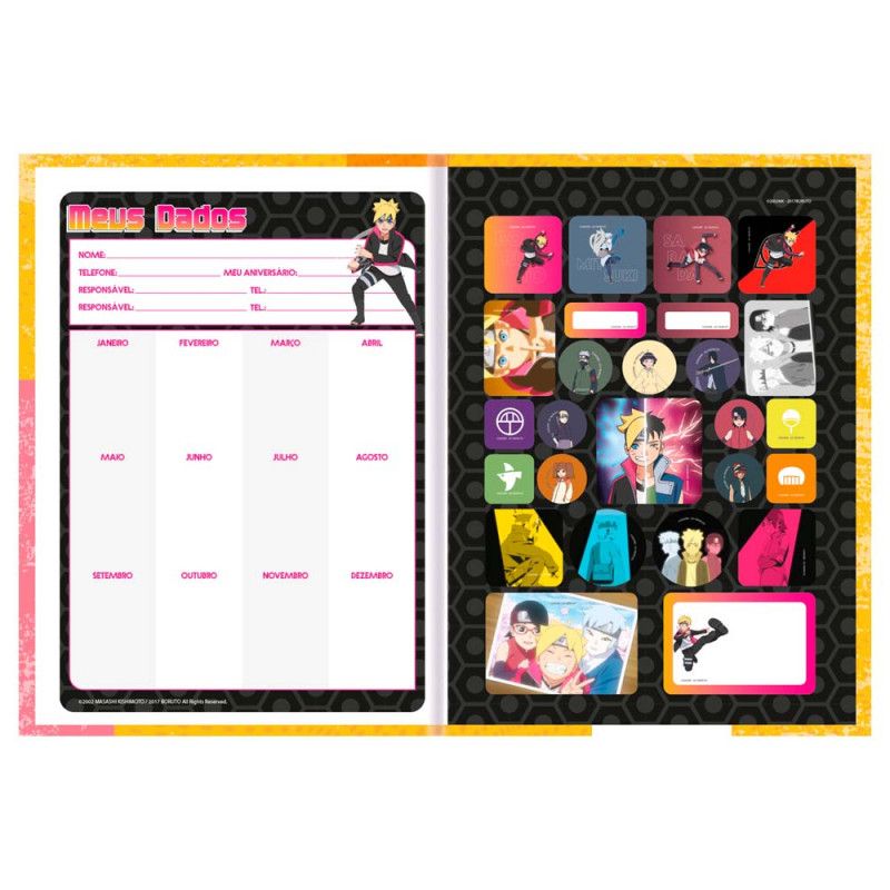 CADERNO BROCHURA 1/4 CCAPA DURA 80FL BORUTO SAO DOMINGOS - REF. 10504 - PACOTE COM 5 UNIDADES