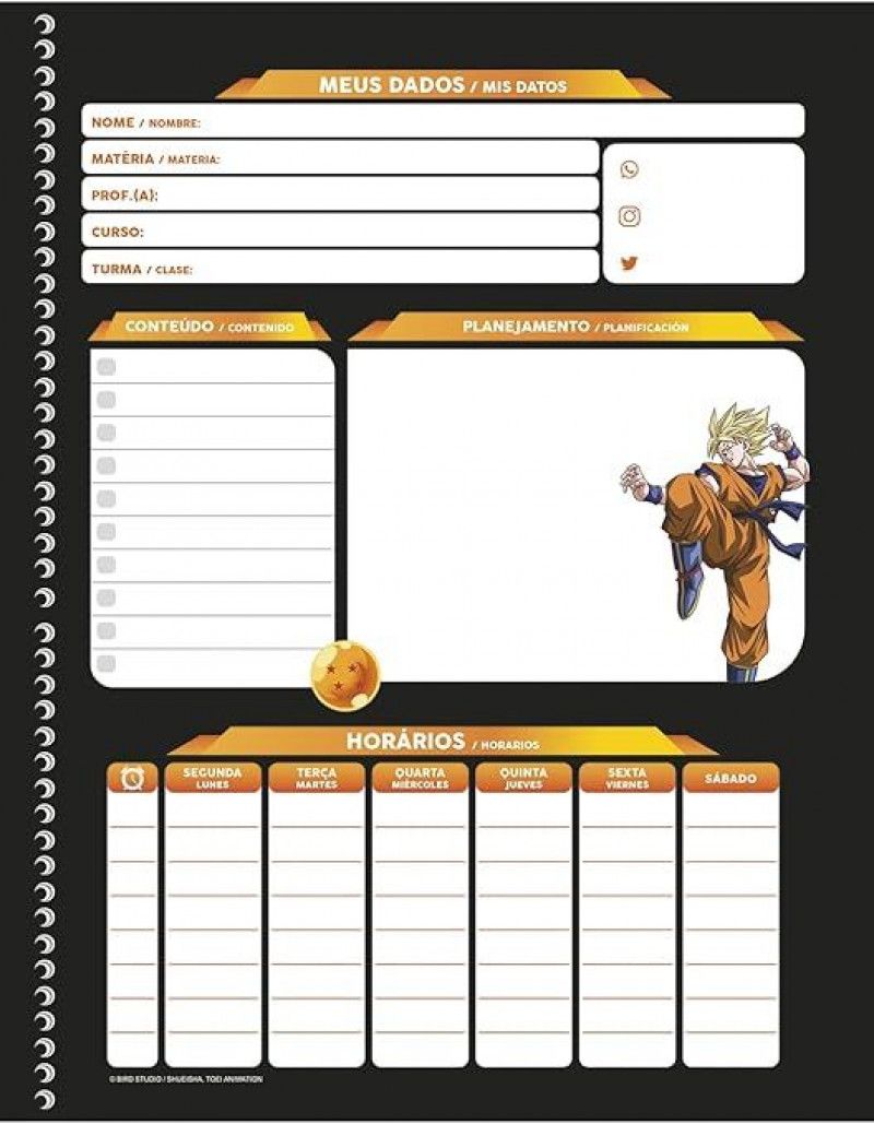 CADERNO 15 MATERIAS CAPA DURA 240FL DRAGON BALL SAO DOMINGO - REF. 10275 - PACOTE COM 2 UNIDADES