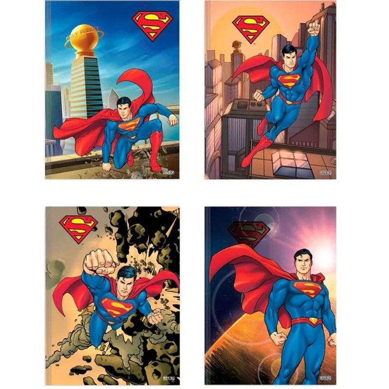 CADERNO BROCHURA 1/4 CAPA DURA 80FL SUPERMAN SAO DOMINGOS - REF. 10487 - PACOTE COM 5 UNIDADES