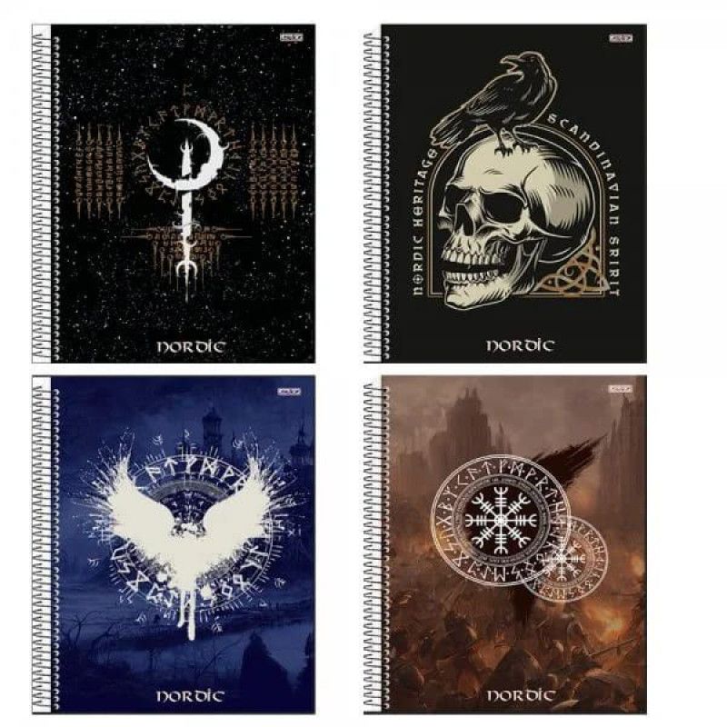 CADERNO 1 MATERIA CAPA DURA 80FL NORDIC SAO DOMINGOS - REF. 10264 - PACOTE COM 4 UNIDADES