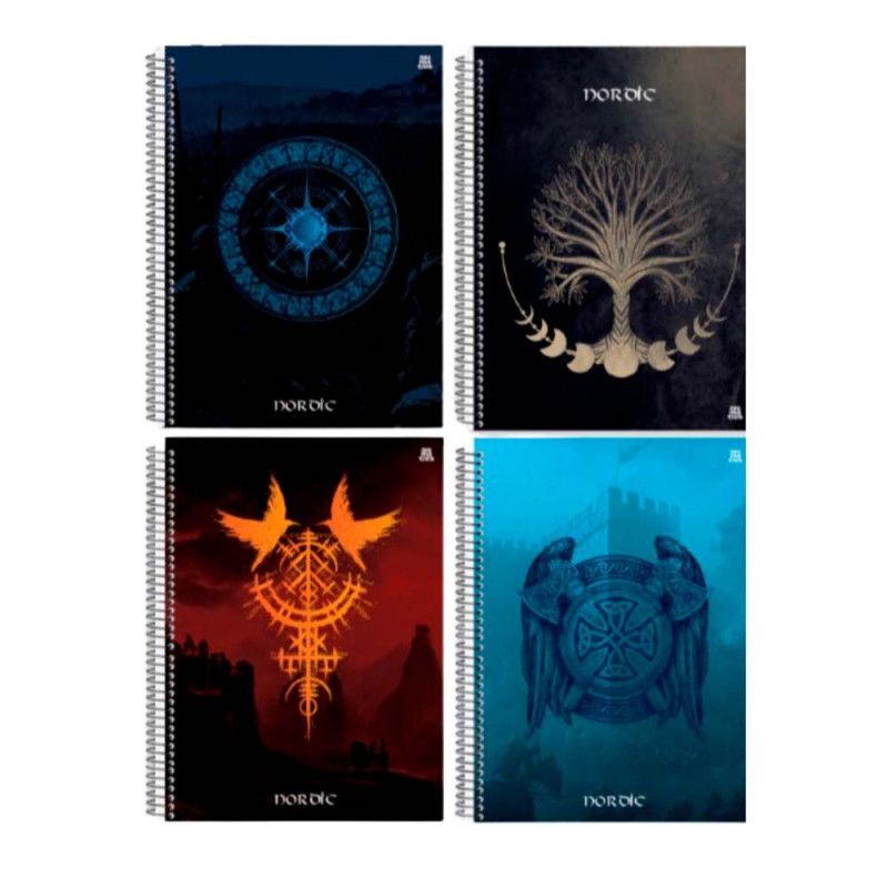 CADERNO 10 MATERIAS CAPA DURA 160FL NORDIC SAO DOMINGOS - REF. 10265 - PACOTE COM 4 UNIDADES
