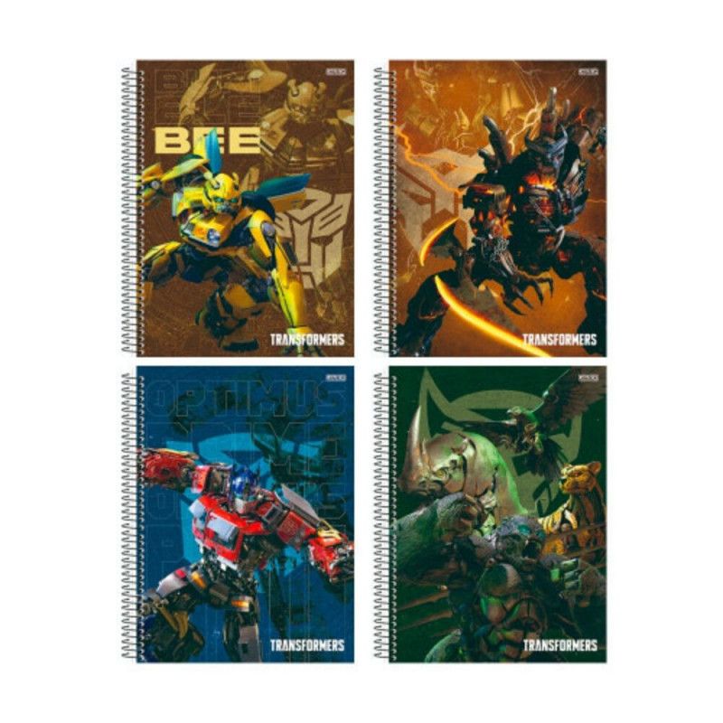CADERNO 1 MATERIA CAPA DURA 80FL TRANSFORMERS SAO DOMINGOS - REF. 10310 - PACOTE COM 4 UNIDADES