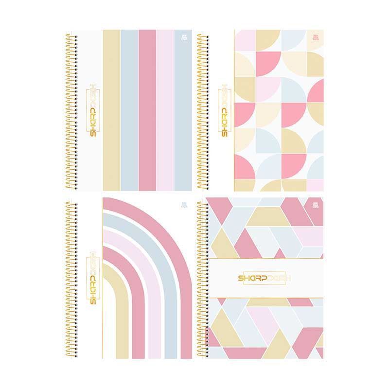 CADERNO 10 MATERIAS CAPA DURA 160FL SHARP DASH SMART LINES - REF. 10566 - PACOTE COM 4 UNIDADES