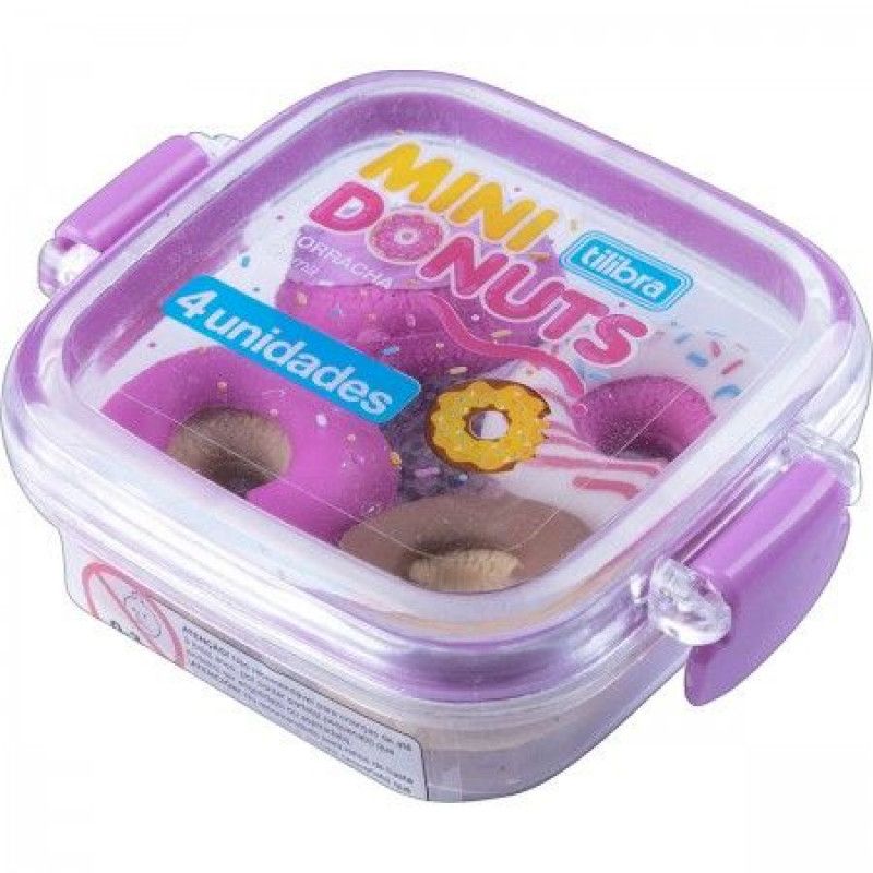 BORRACHA LANCHEIRA MINI DONUTS COM 4 TILIBRA - REF. 345156 - CAIXA COM 12 UNIDADES