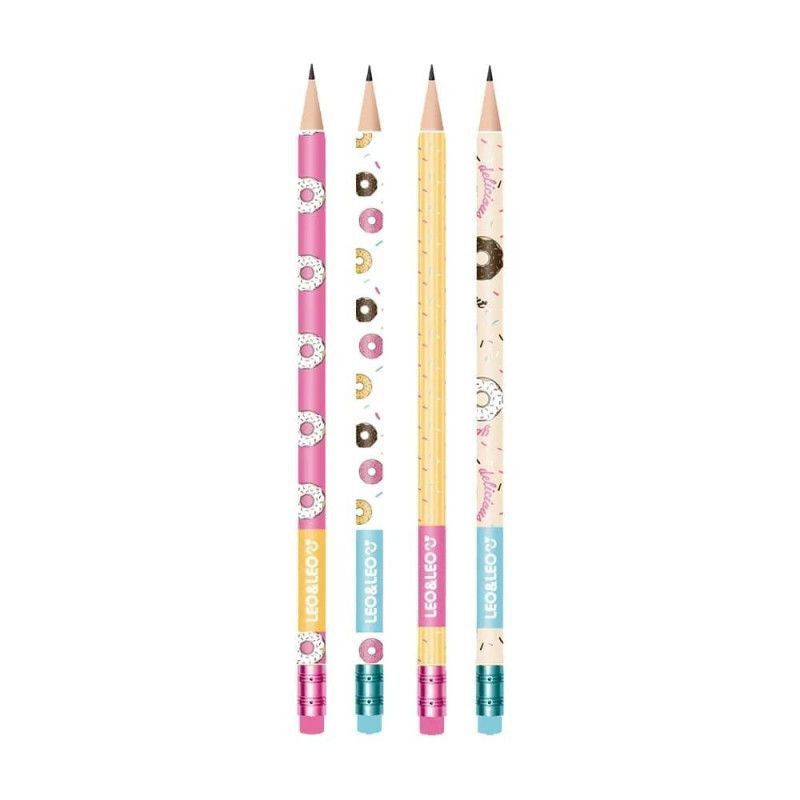 LAPIS PRETO HB REDONDO COM BORRACHA DONUT LEO E LEO - REF. 72187 - PACOTE COM 72 UNIDADES