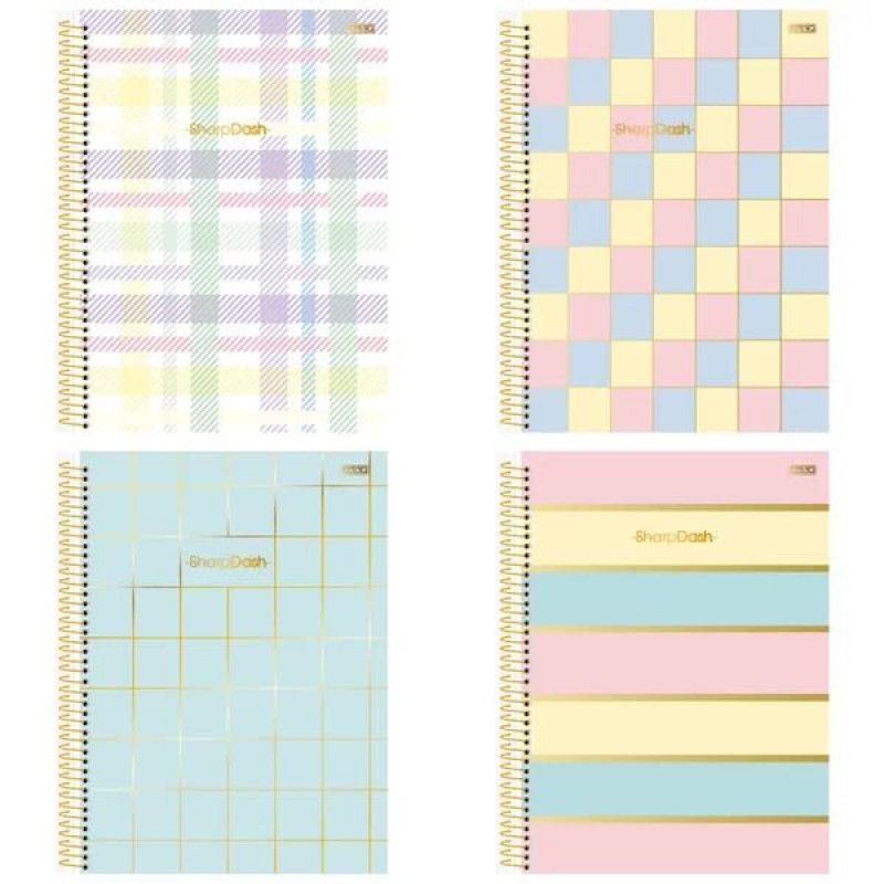 CADERNO 1 MATERIA CAPA DURA 80FL SHARP DASH SMART LINES SAO DOMINGOS - REF. 10565 - PACOTE COM 4 UNIDADES