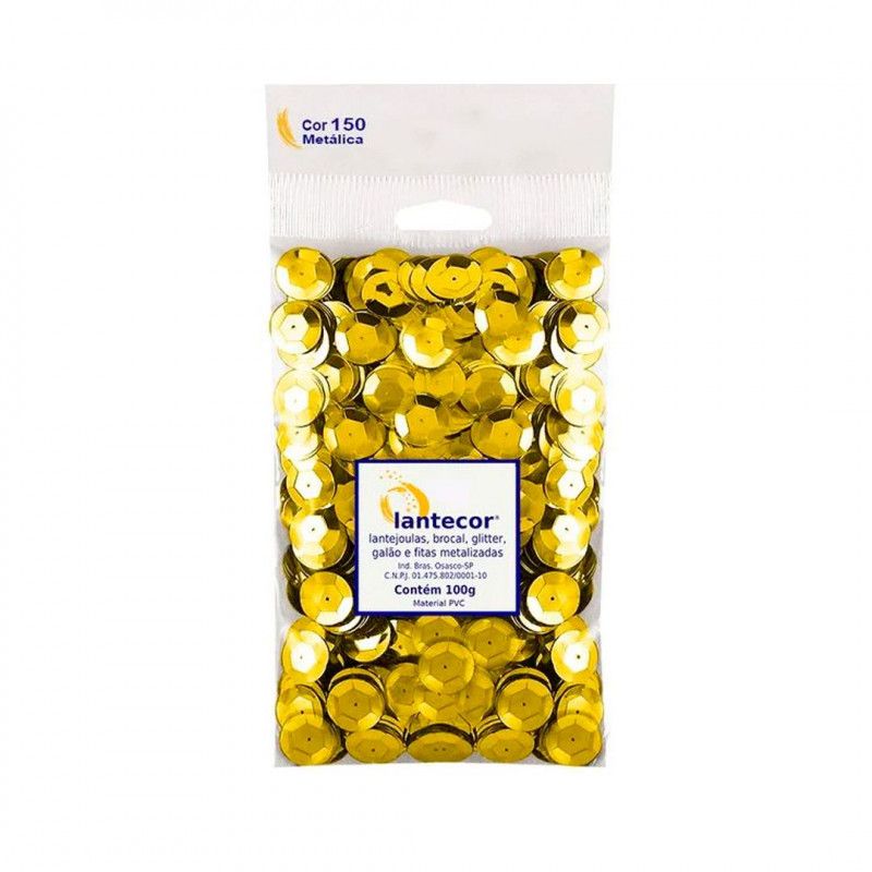 LANTEJOULA 14MM 100G LANTECOR OURO - 1 UNIDADE