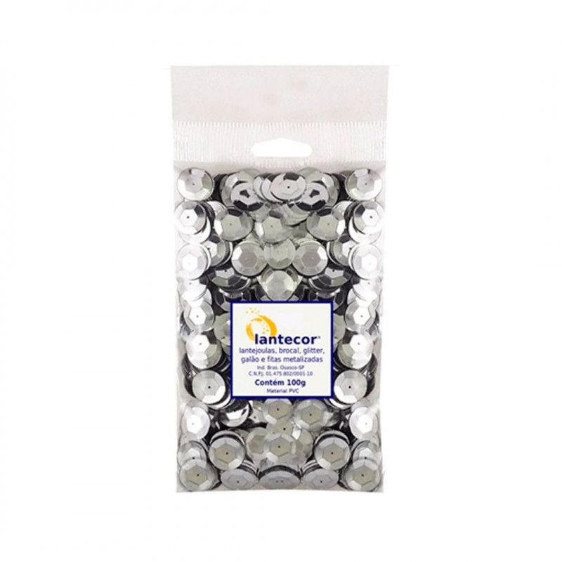 LANTEJOULA 14MM 100G LANTECOR PRATA - 1 UNIDADE