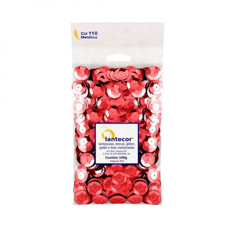 LANTEJOULA 14MM 100G LANTECOR VERMELHO - 1 UNIDADE