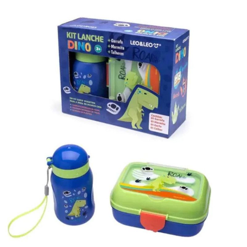 KIT LANCHE DINO PLASTICO LEO E LEO - 97831 UN COM 1 UN