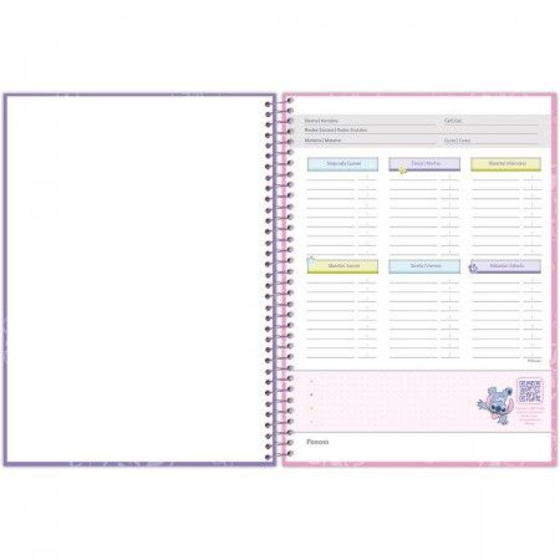 CADERNO 10 MATERIAS CAPA DURA 160FL STITCH FORONI - REF. 33.6524-6 - PACOTE COM 4 UNIDADES