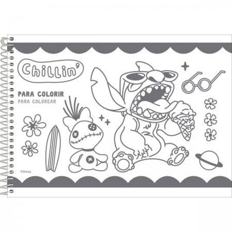 CADERNO CARTOGRAFIA CAPA DURA 80FL STITCH FORONI - REF. 33.6527-0 - PACOTE COM 5 UNIDADES