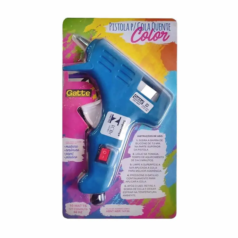PISTOLA COLA QUENTE PEQUENA COLOR AUZL GATTE - REF. 4013 - 1 UNIDADE