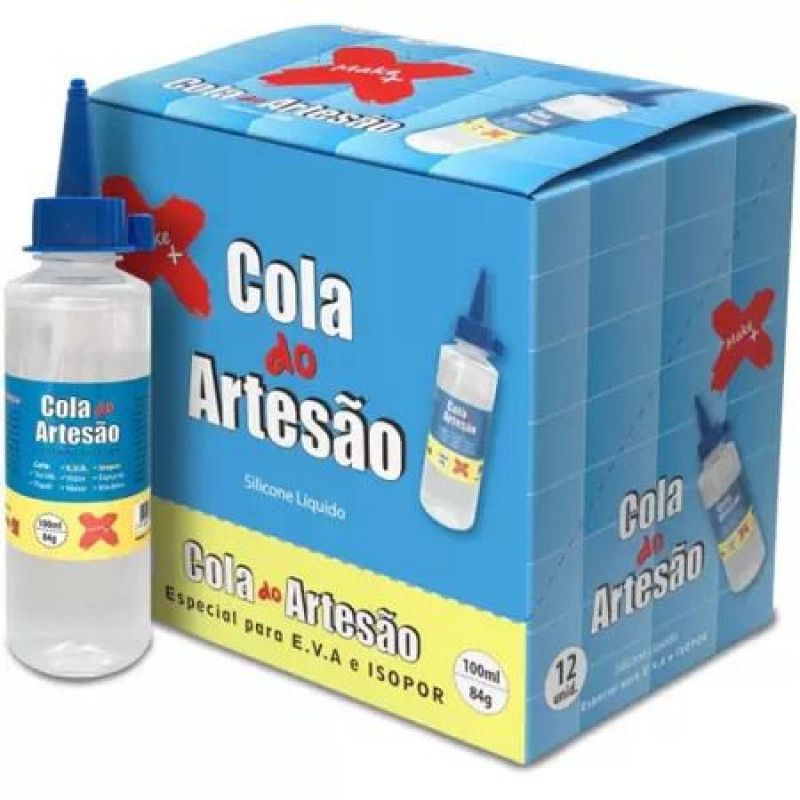 COLA DE SILICONE DO ARTESAO LIQUIDO 100ML/84G MAKE+ - REF. 6010 - CAIXA COM 12 UNIDADES
