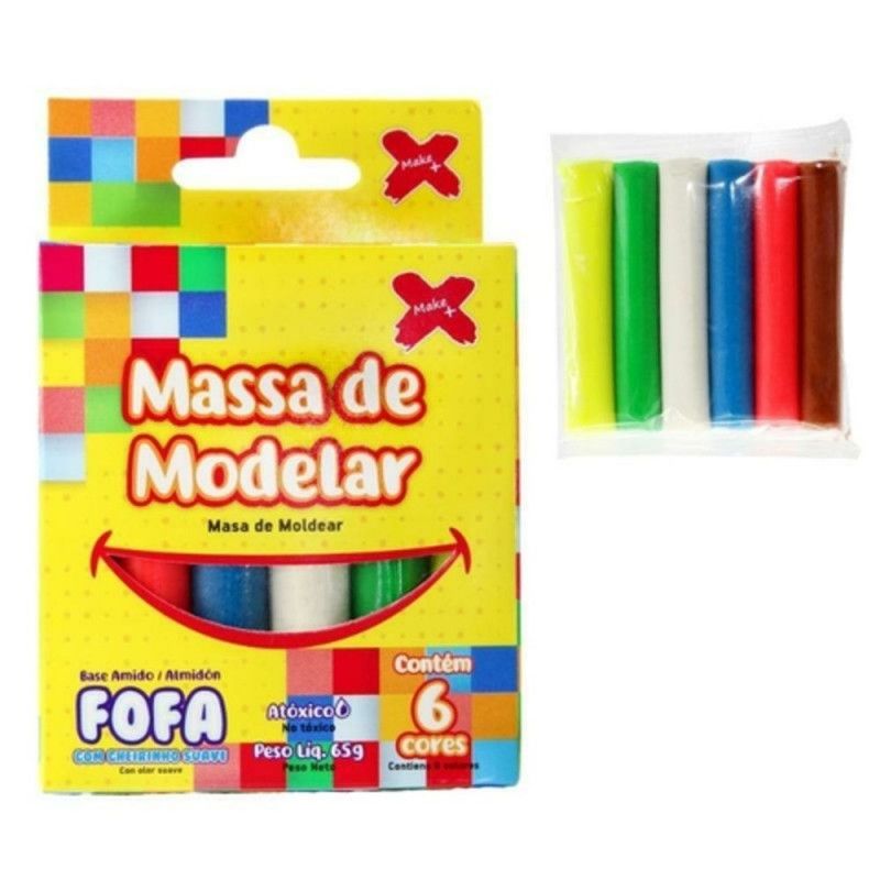 MASSA MODELAR 6 CORES MAKE + - REF. 13276 - PACOTE COM 6 UNIDADES
