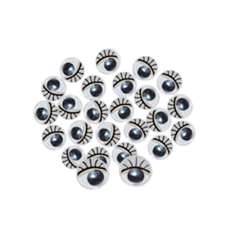 OLHINHOS 8MM ARTICULADOS COM CILIOS BRANCO KIT - REF. CE-8/529688 - PACOTE COM 50 UNIDADES