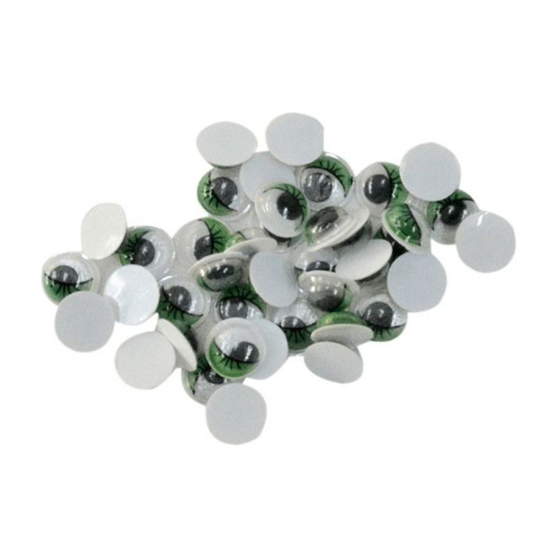 OLHINHOS 8MM ARTICULADOS COM CILIOS VERDE KIT - REF. CE-8/529684 - PACOTE COM 50 UNIDADES