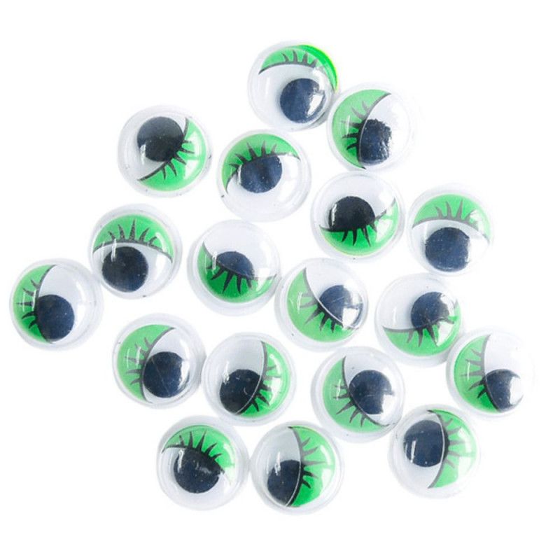OLHINHOS 10MM ARTICULADOS COM CILIOS VERDE KIT - REF. CE-10/529691- PACOTE COM 50 UNIDADES